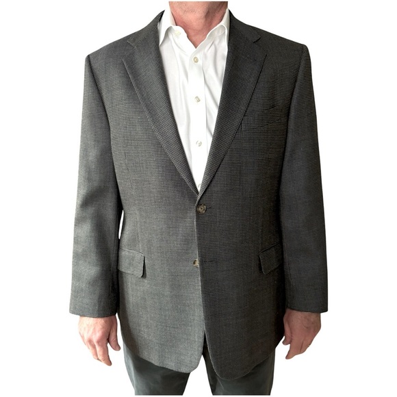 JOSEPH ABBOUD 2 Button Blazer Sport Coat Silk Wool Textured Grey Tan Brown 44R - Picture 1 of 16